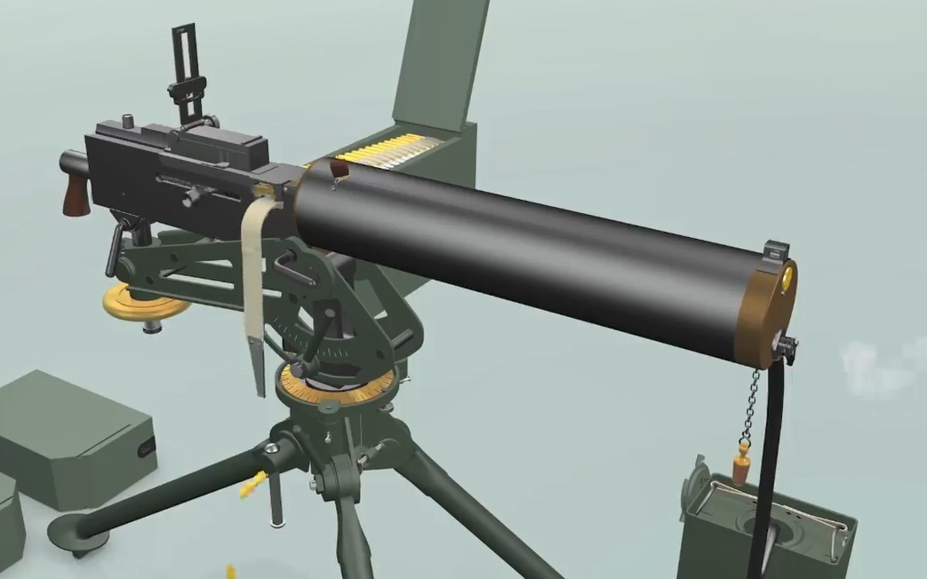Đồ họa 3D hoạt động của súng máy hạng nặng Browning 1917